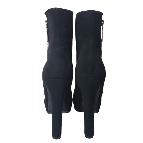 Guess Dejah Black Faux Suede Zip Platform Ankle Booties Sz 8.5M - Picture 7 of 13